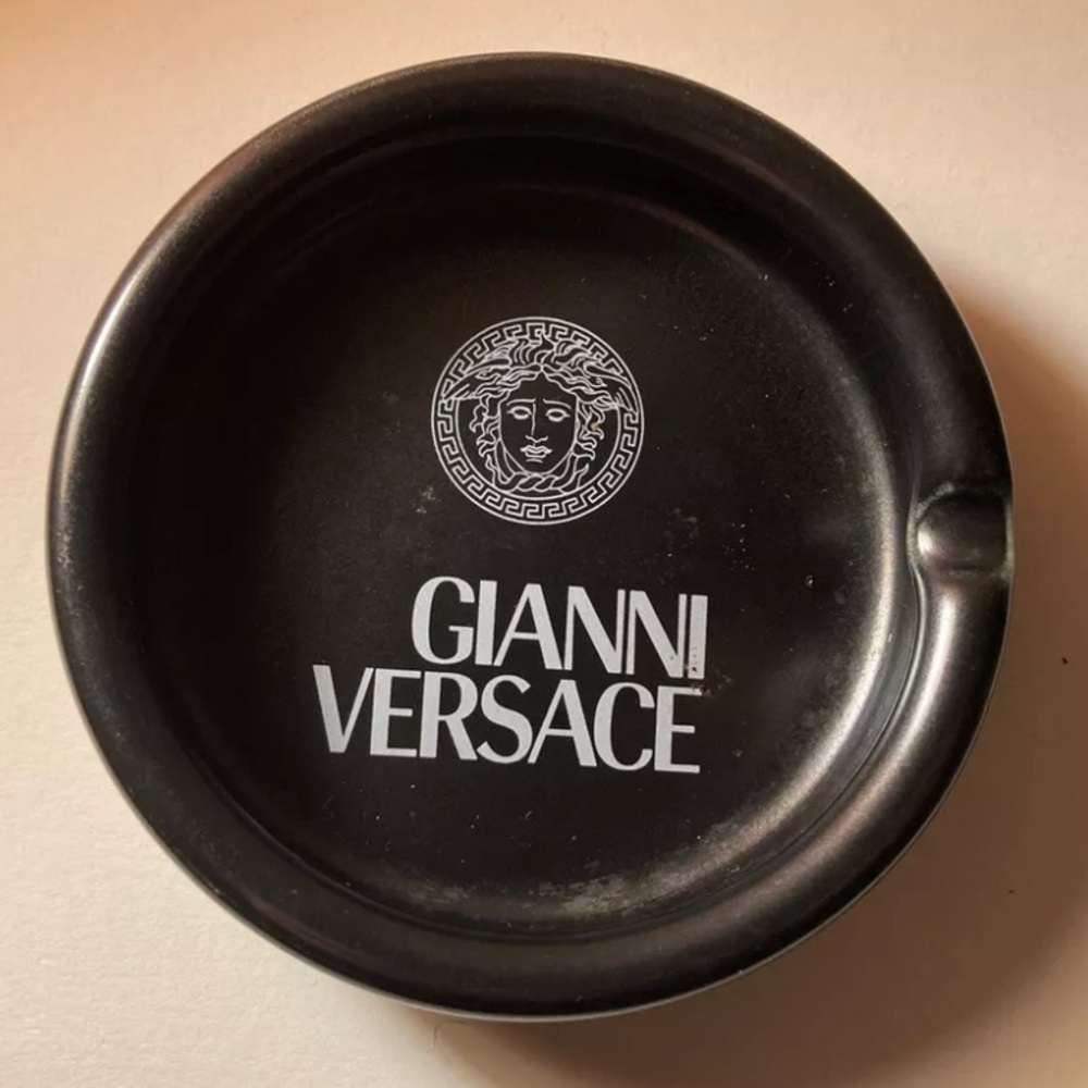 GIANNI VERSACE Vintage Rare Medusa Logo Ashtray Black & White